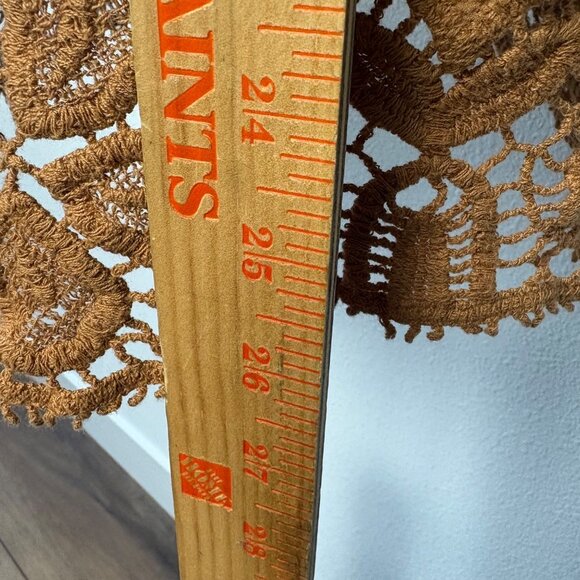 Boho Chic Crochet Lace Open Weave Burnt Orange Brown Large Top Cottage Lagenlook - Picture 6 of 7